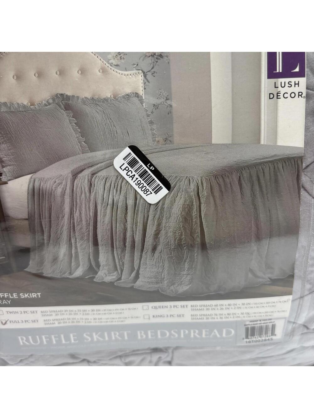 Ruffle Skirt Bedspread Set Gray - Picture 2 of 6